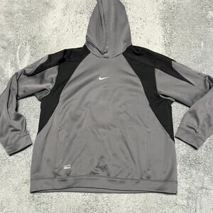 Nike Hoodie Mens Large Gray Performance Center Swoosh Fleece 258635 ***flaw